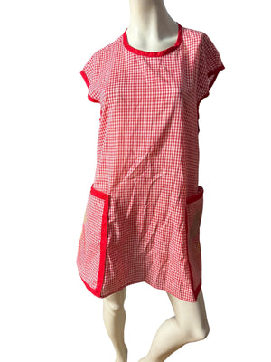 Vintage red & white check smock L