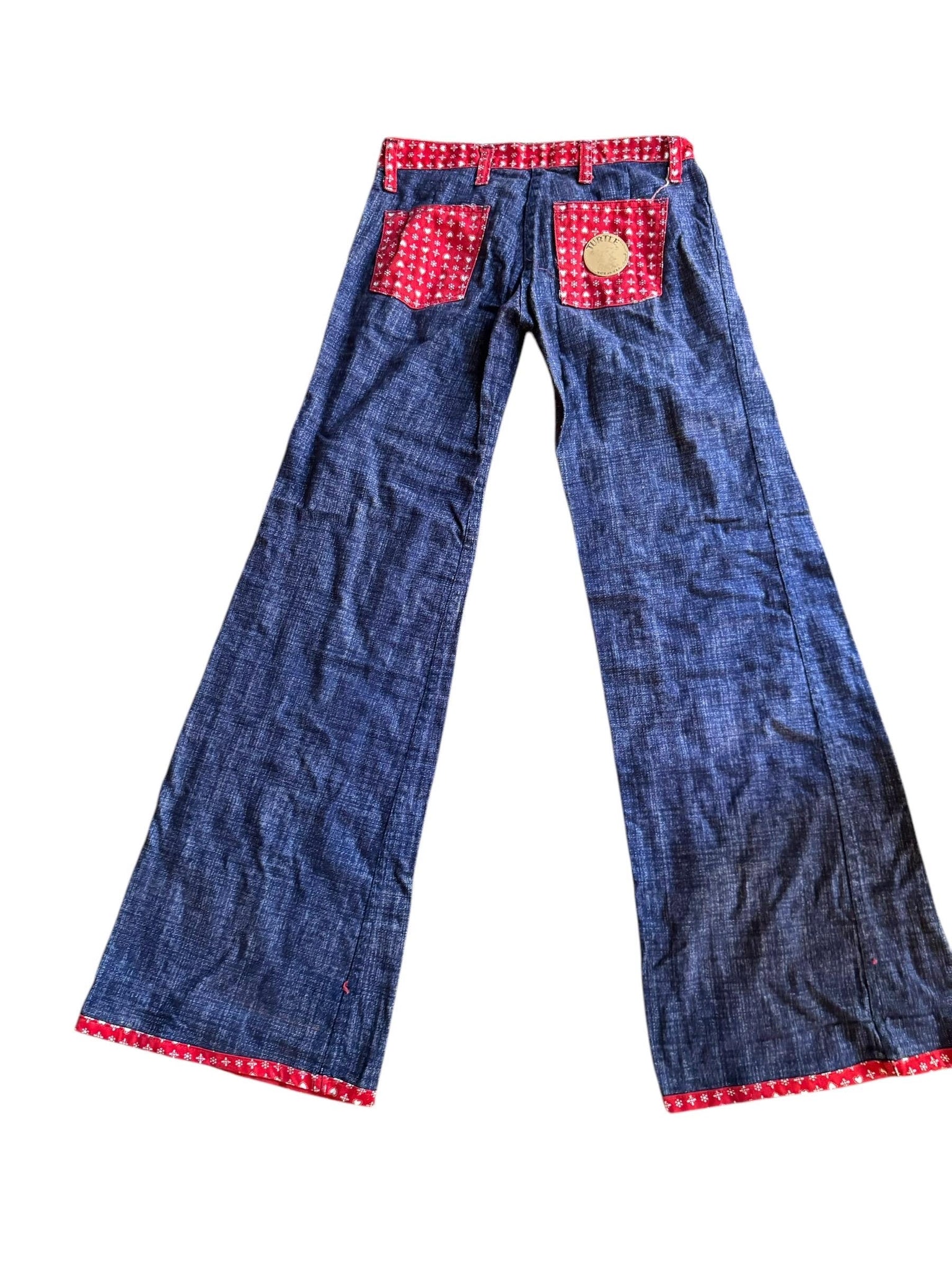 Vintage 70's hiphugger bell bottoms Turtle Bax 29"