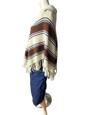 Vintage 70's sweater chevron poncho Charles & Co