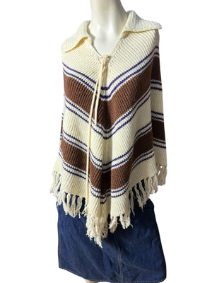 Vintage 70's sweater chevron poncho Charles & Co