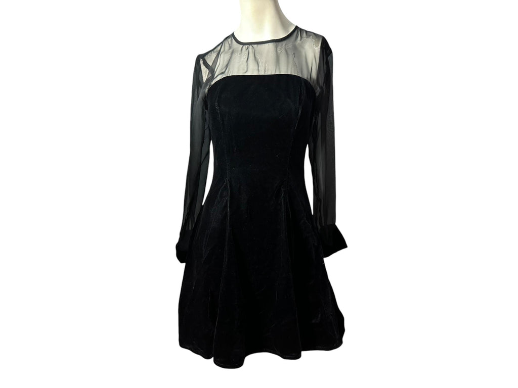 Vintage 80's black velvet party dress 8 Linda Bernell