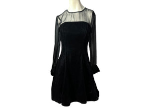 Vintage 80's black velvet party dress 8 Linda Bernell