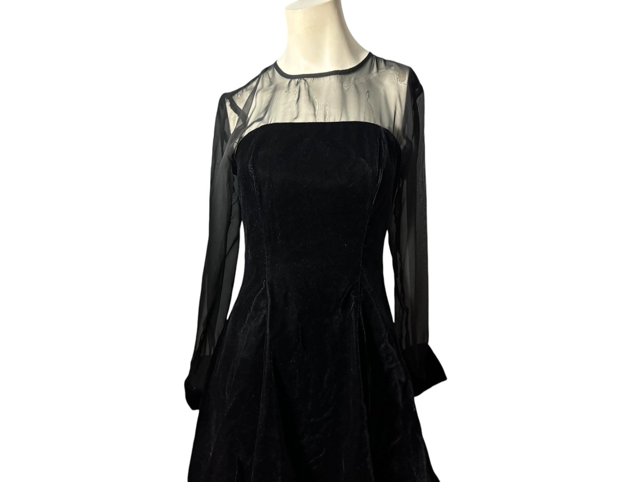 Vintage 80's black velvet party dress 8 Linda Bernell