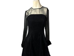 Vintage 80's black velvet party dress 8 Linda Bernell