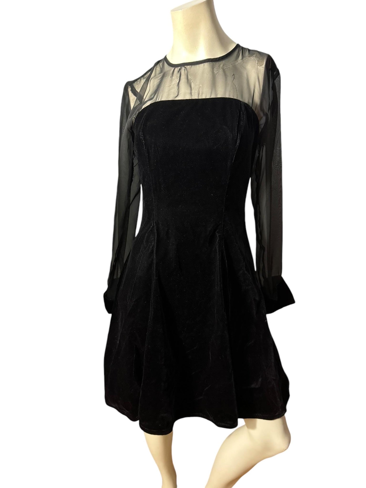 Vintage 80's black velvet party dress 8 Linda Bernell