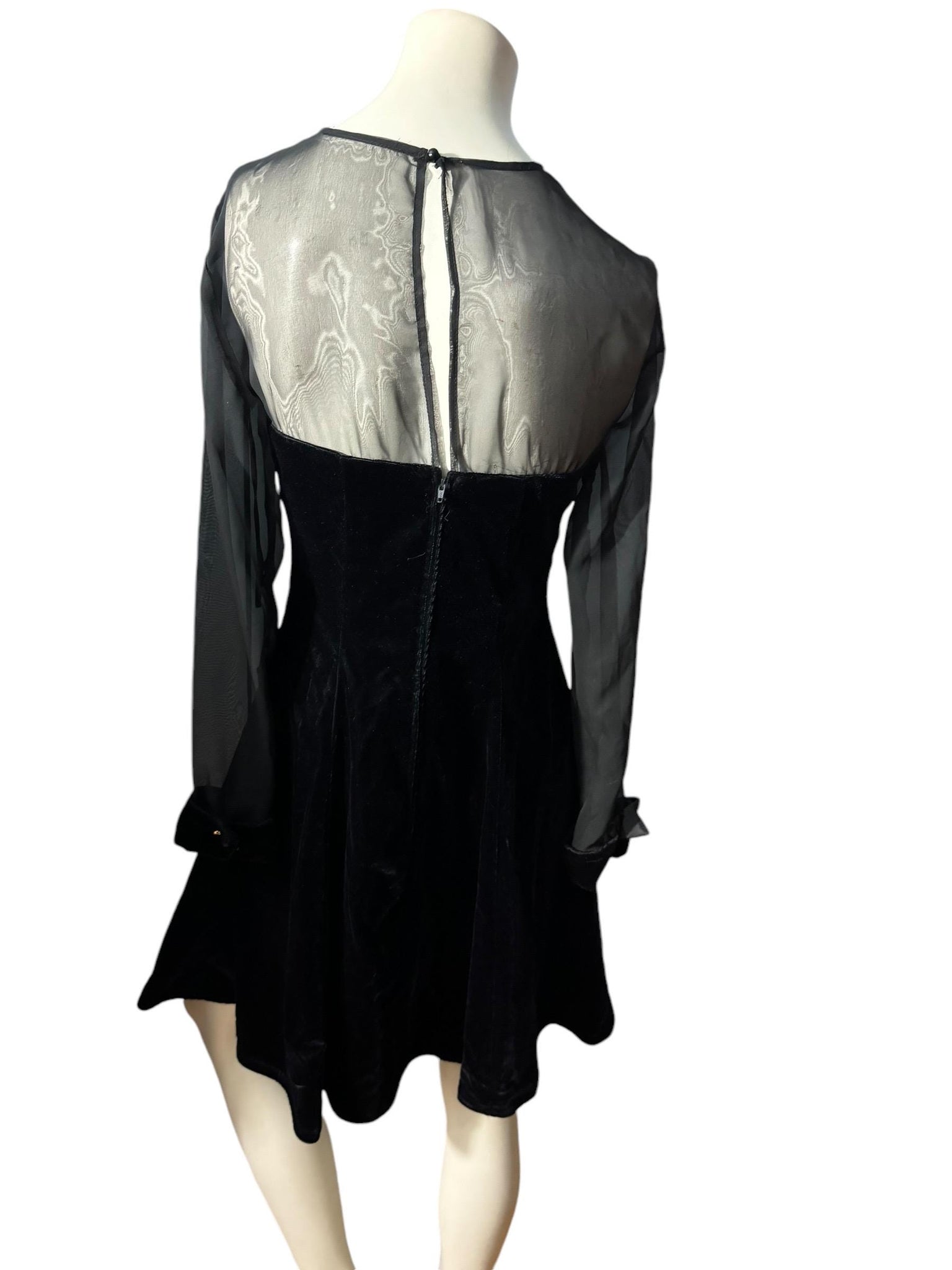 Vintage 80's black velvet party dress 8 Linda Bernell