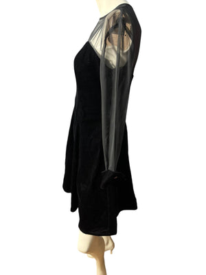 Vintage 80's black velvet party dress 8 Linda Bernell