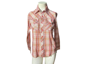 Vintage 70's plaid women's shirt xs hi