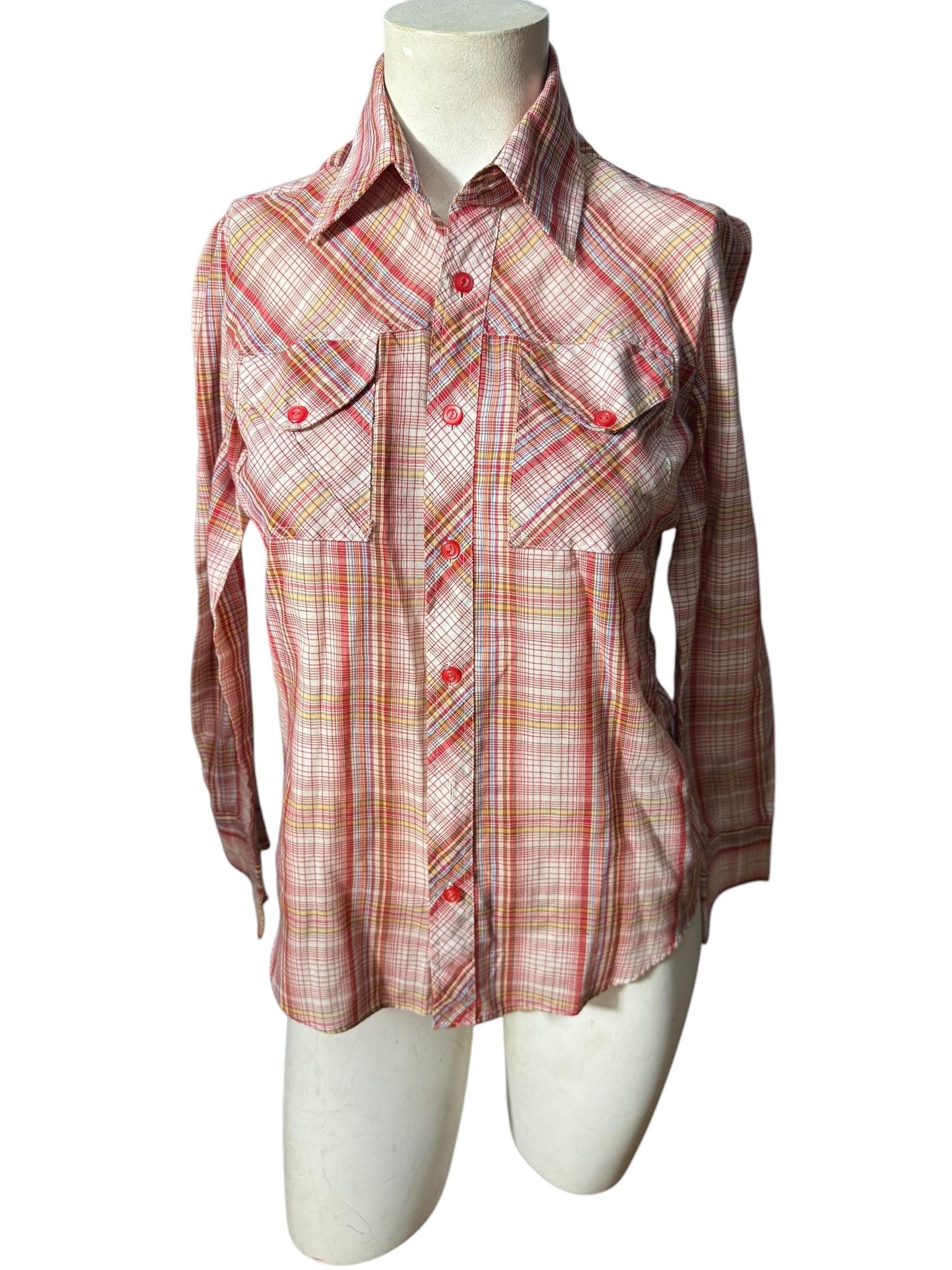 Vintage 70's plaid women's shirt xs hi