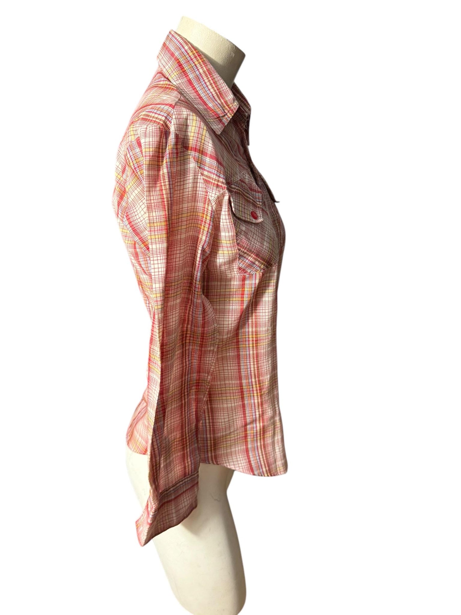 Vintage 70's plaid women's shirt xs hi