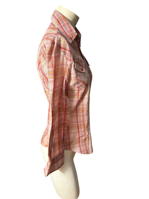 Vintage 70's plaid women's shirt xs hi