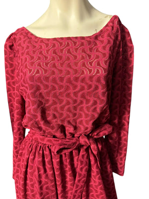 Vintage maroon 70's knit dress L