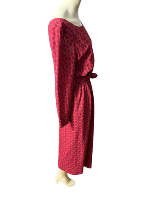 Vintage maroon 70's knit dress L