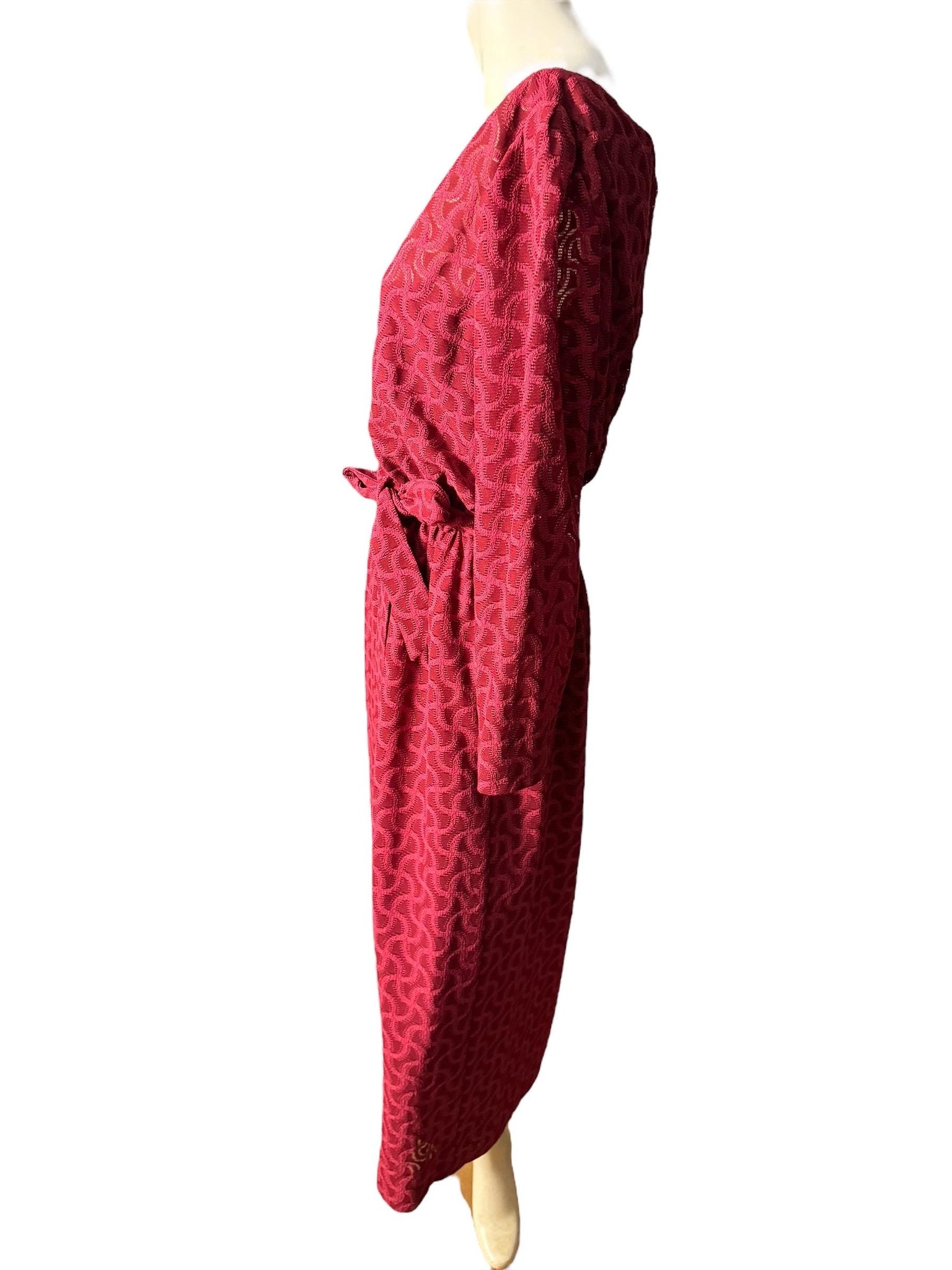 Vintage maroon 70's knit dress L