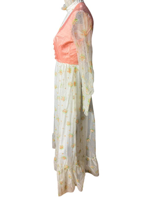 Vintage 70's prairie maxi dress M deadstock