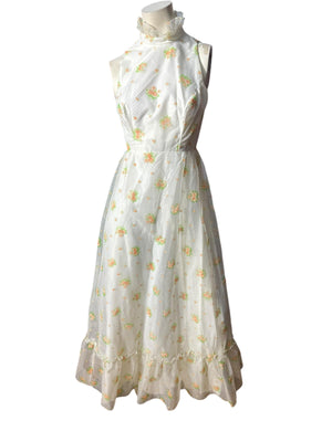 Vintage 70's prairie maxi dress M deadstock