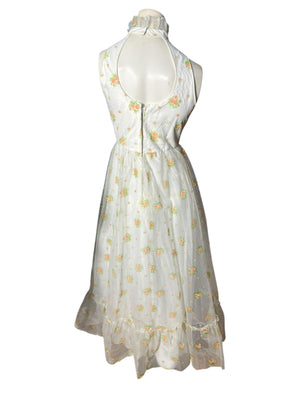 Vintage 70's prairie maxi dress M deadstock