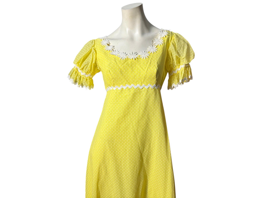 Vintage 70's yellow daisy maxi dress M