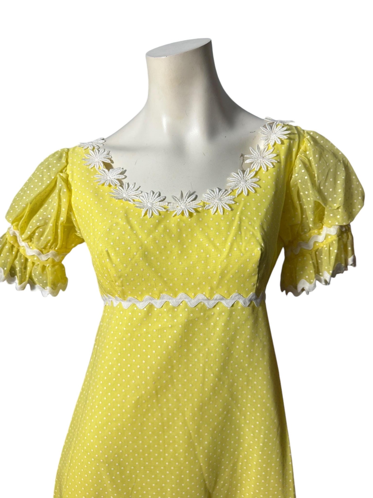 Vintage 70's yellow daisy maxi dress M