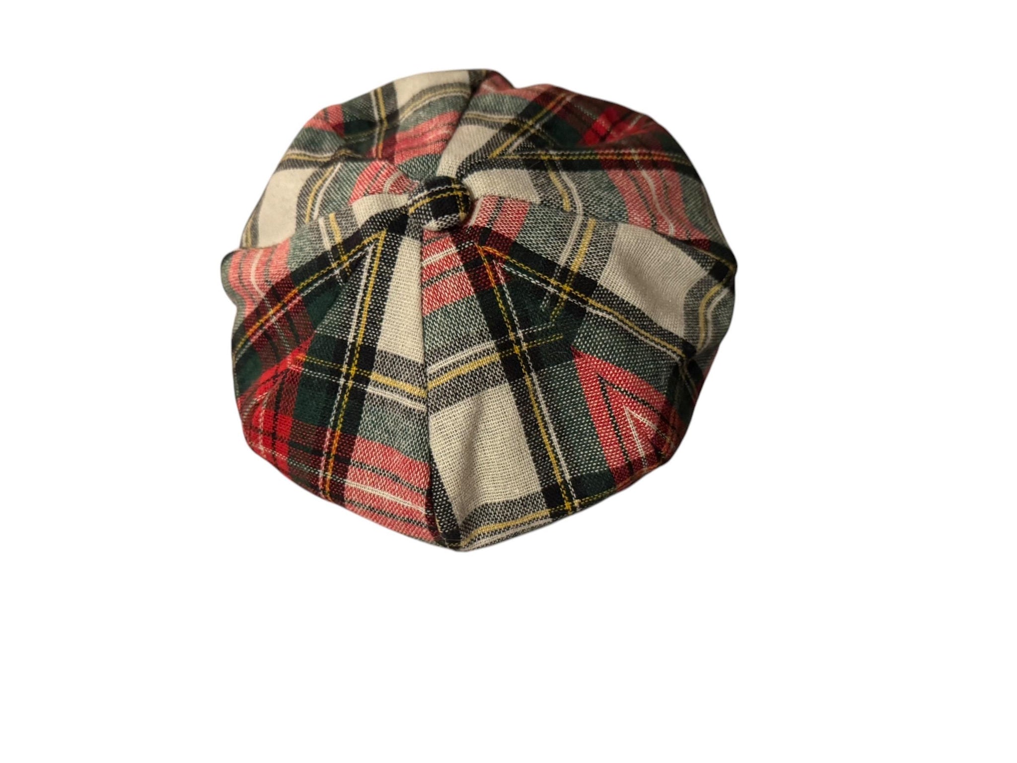 Vintage 70's newsboy cap hat red wool plaid
