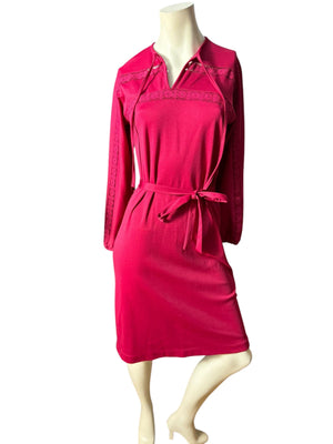 Vintage 70's maroon polyester dress 10