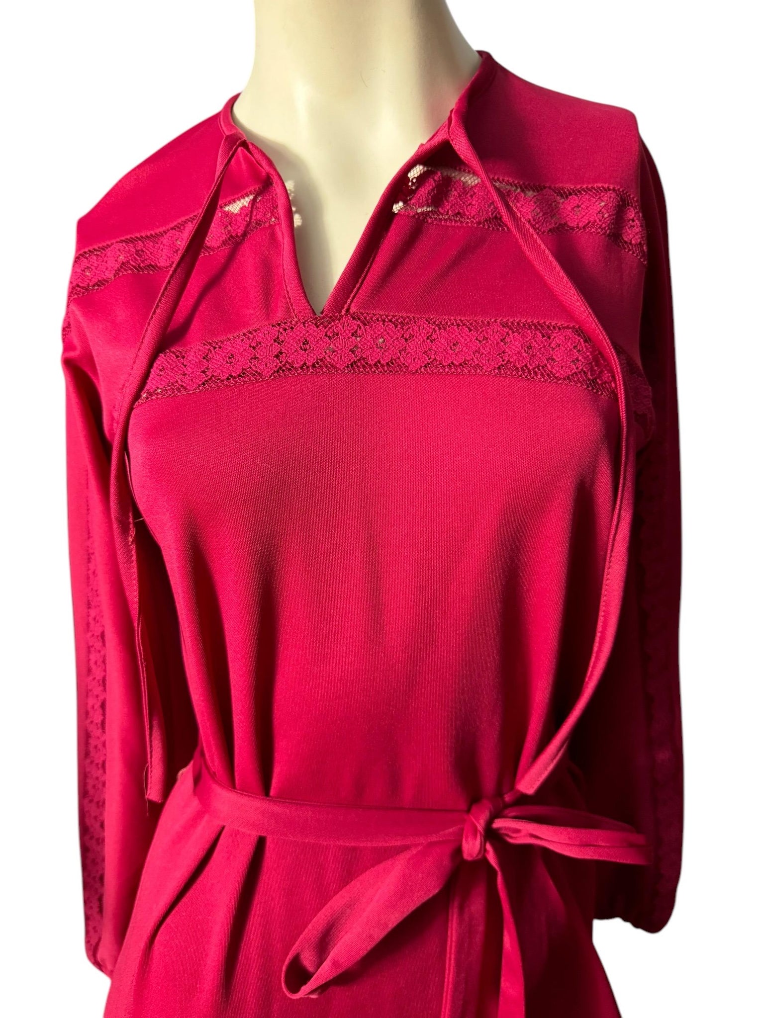 Vintage 70's maroon polyester dress 10