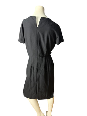 Vintage 50's black rayon dress M L