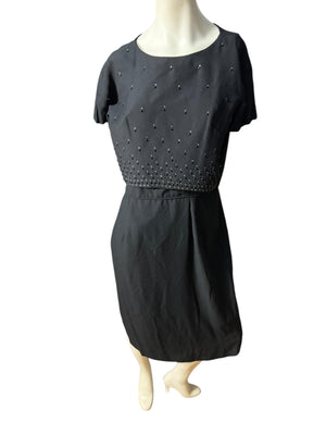 Vintage 50's black rayon dress M L