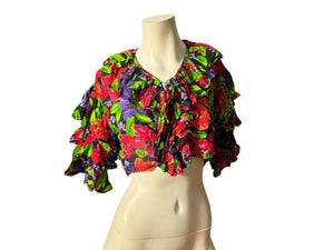 Vintage 80's floral half ruffle top M Speed Limit