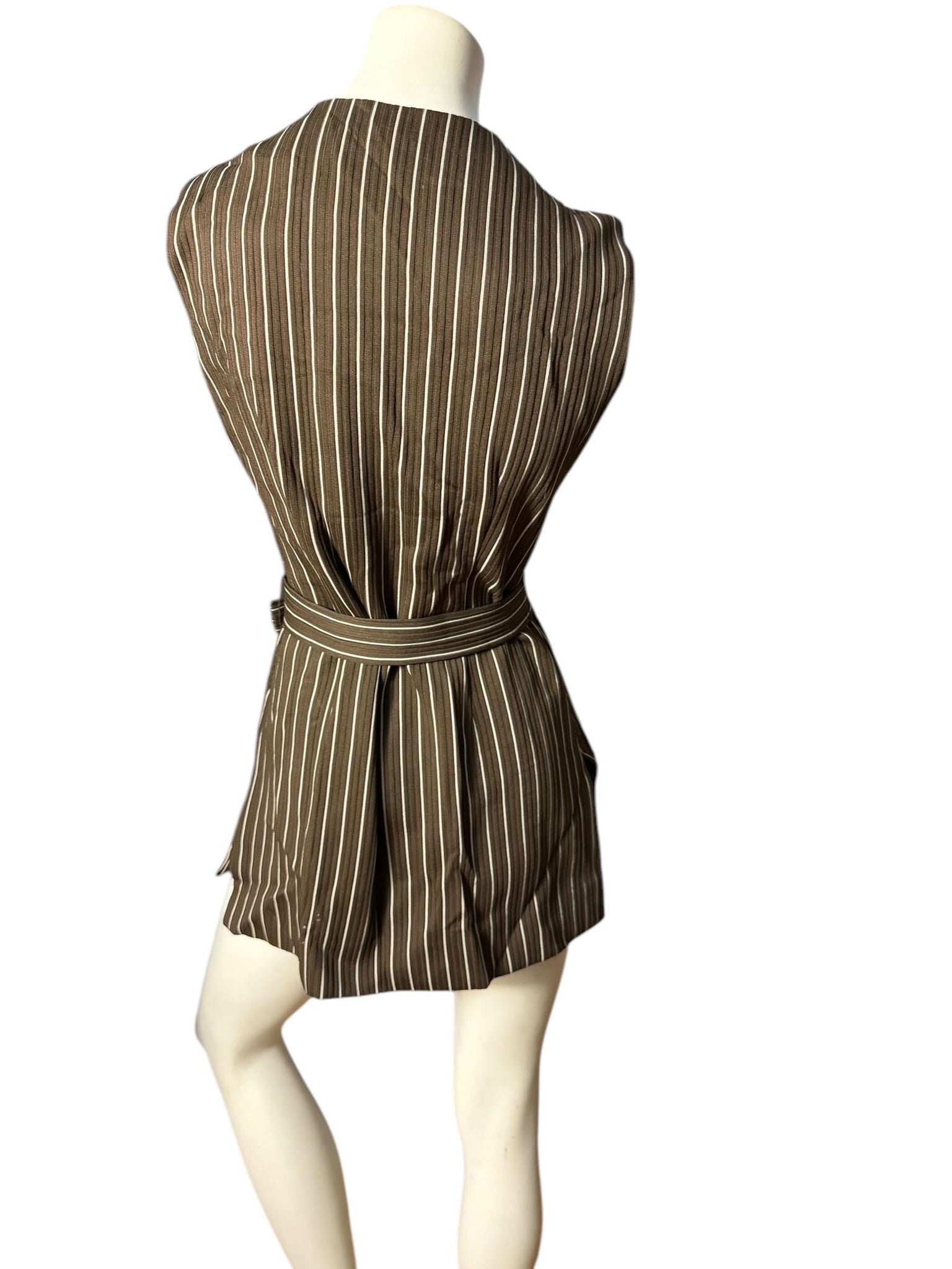 Vintage 70's brown pinstripe top S M