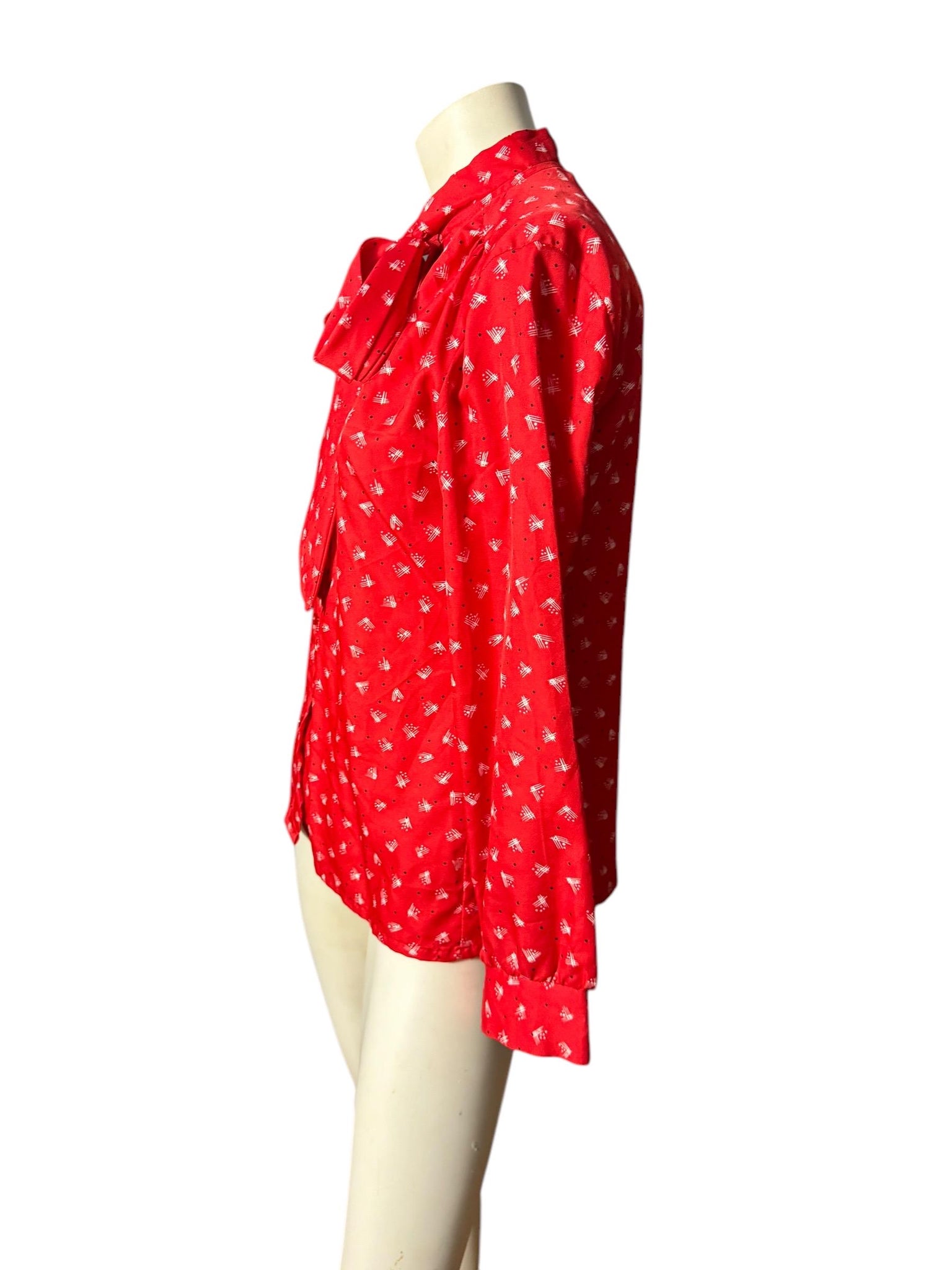 Vintage 70's bow front tie blouse M Lady Holiday
