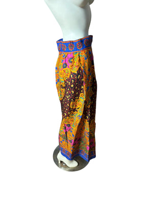Vintage 80's paisley rayon skirt 10 Schrader