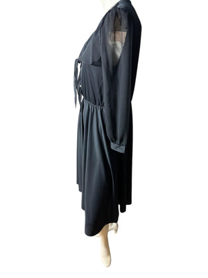Vintage 70's black dress M L Whirl Away