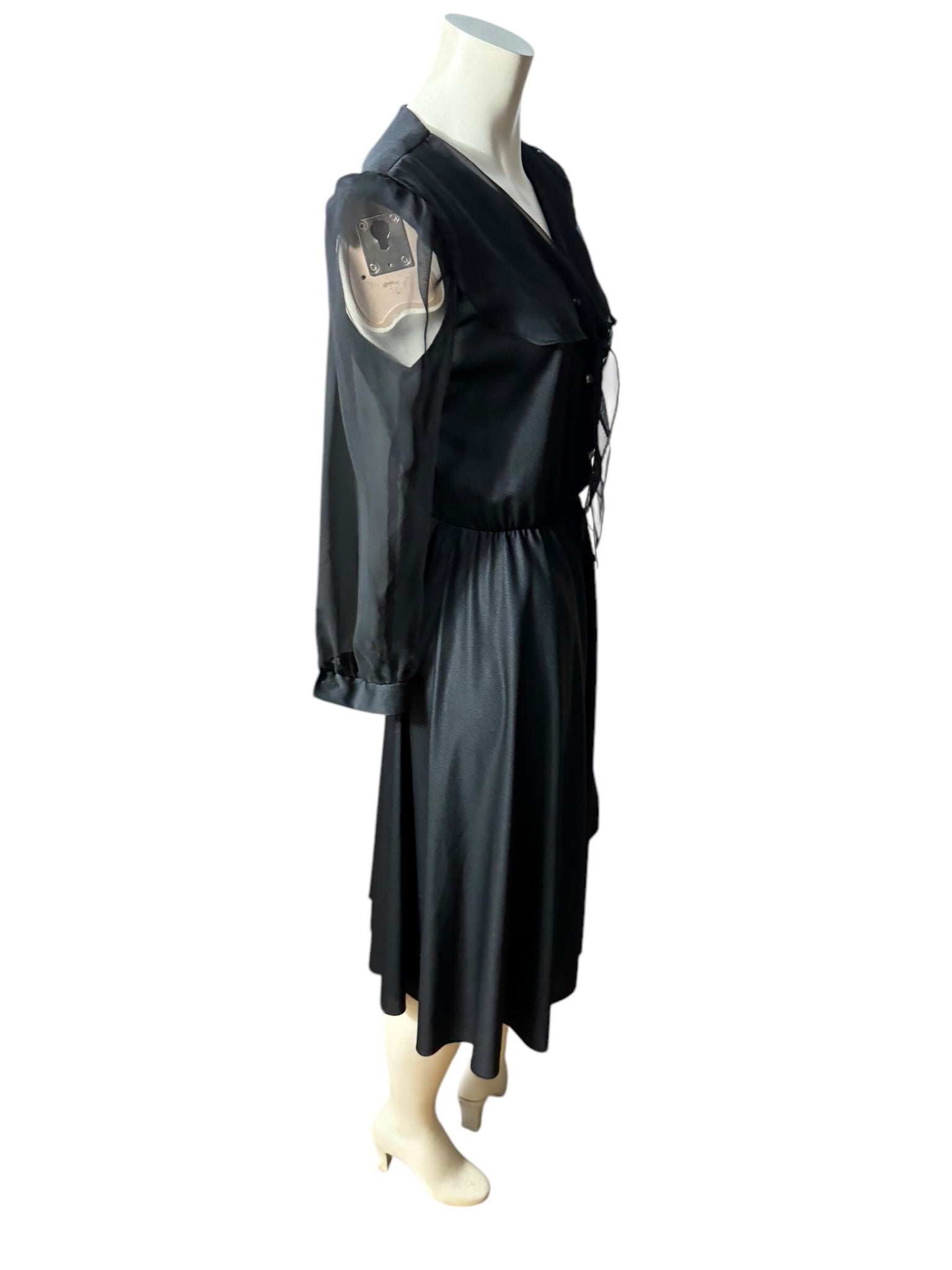 Vintage 70's black dress M L Whirl Away