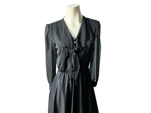 Vintage 70's black dress M L Whirl Away