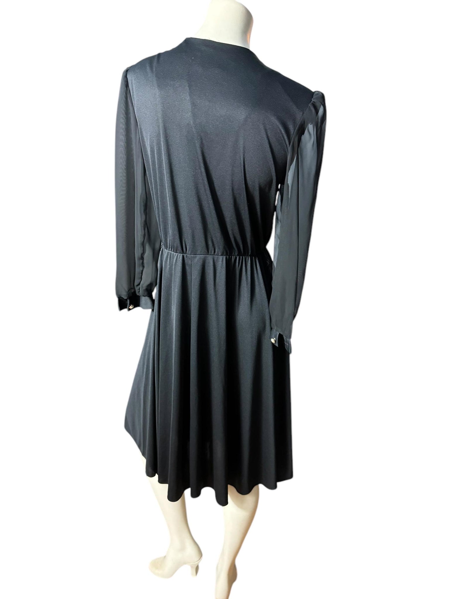 Vintage 70's black dress M L Whirl Away