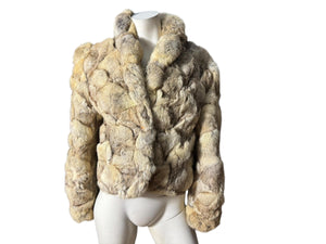 Vintage patchwork 70's rabbit fur jacket S