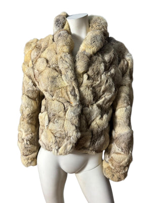 Vintage patchwork 70's rabbit fur jacket S