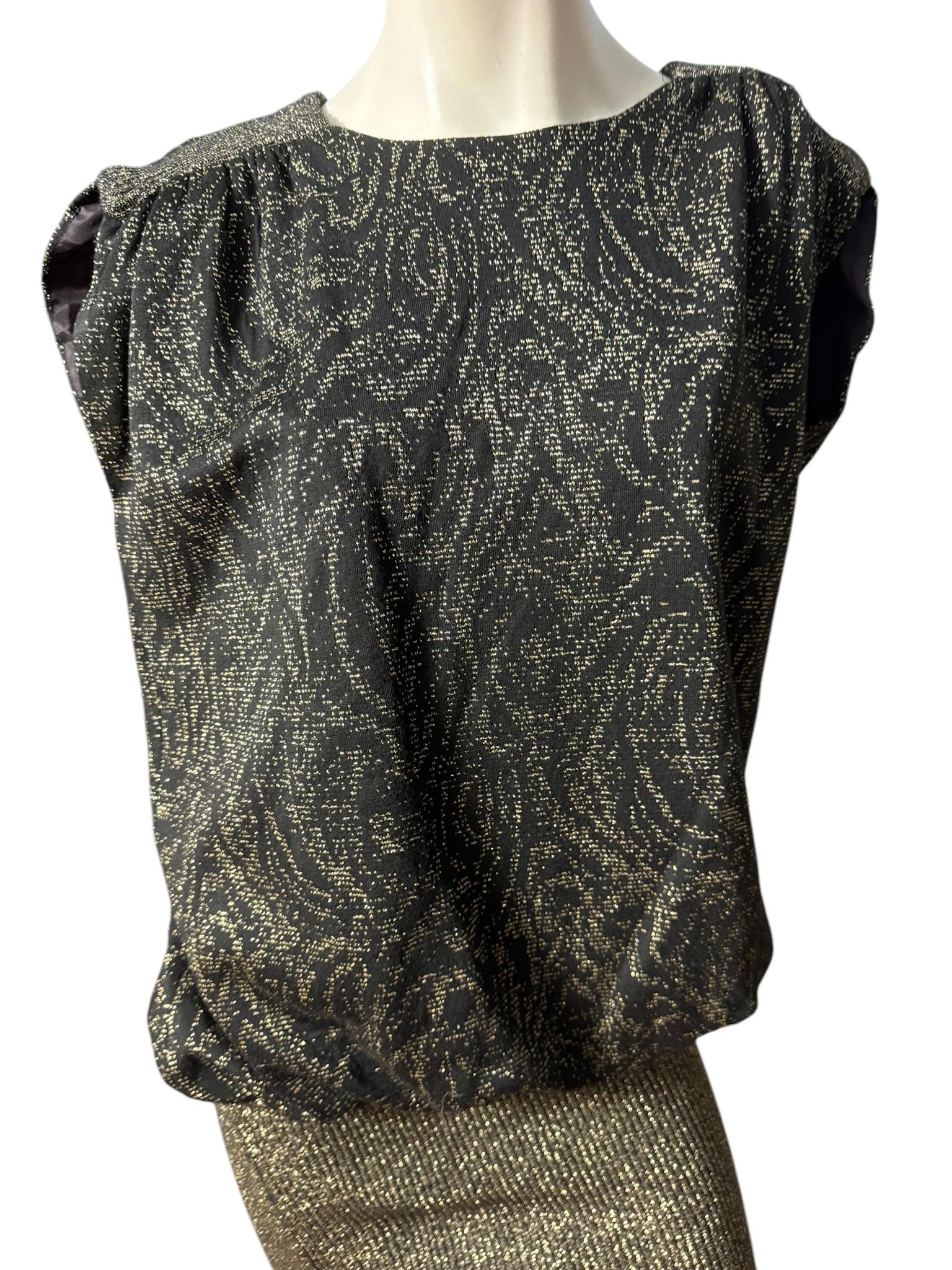 Vintage 70's 80's metallic gold & black lurex dress M