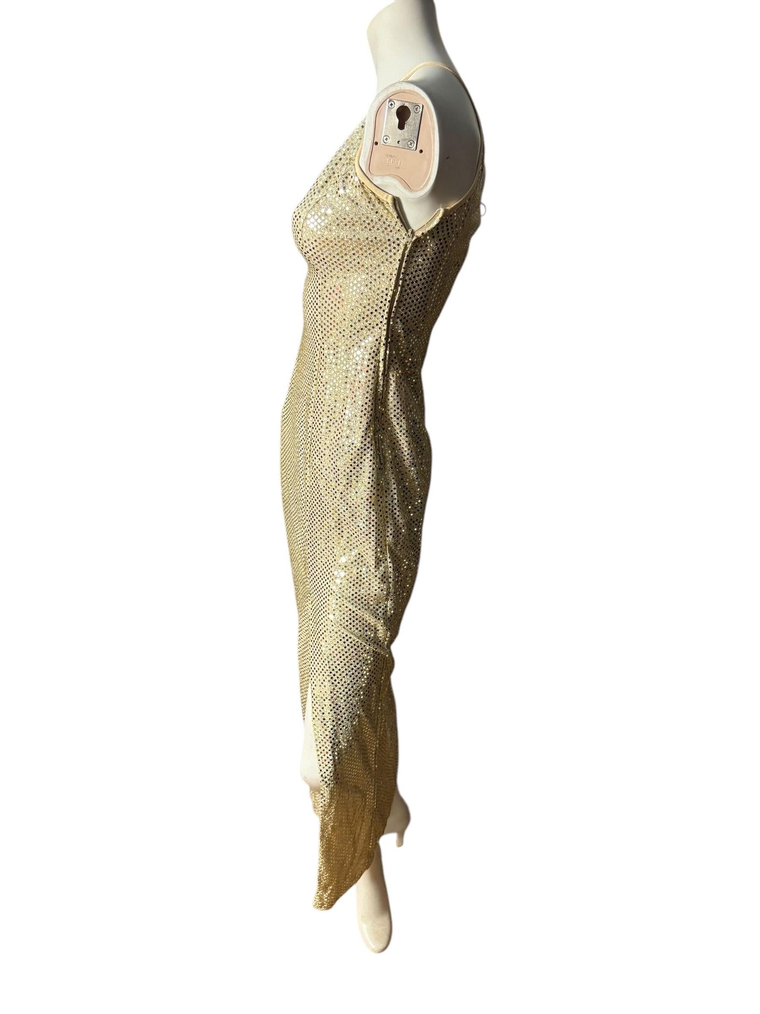 Vintage 80's gold metallic dress 3/4 S Blondie and Me