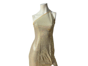 Vintage 80's gold metallic dress 3/4 S Blondie and Me