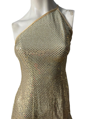 Vintage 80's gold metallic dress 3/4 S Blondie and Me