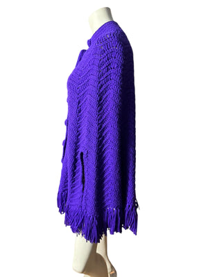 Vintage 70's purple crochet shawl poncho
