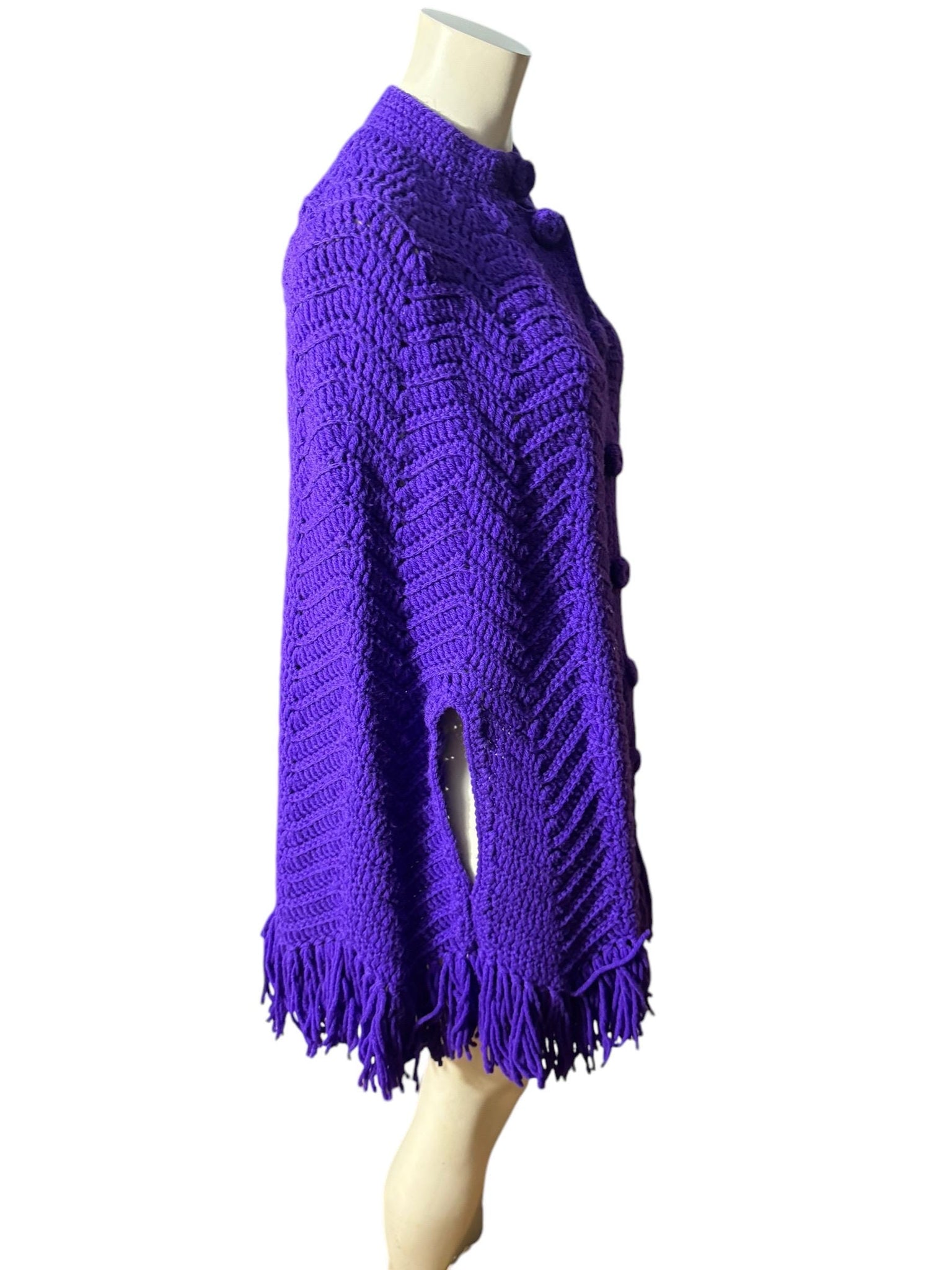 Vintage 70's purple crochet shawl poncho
