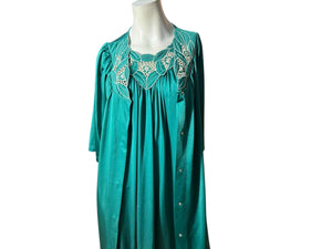 Vintage green nightgown set S Shadowline