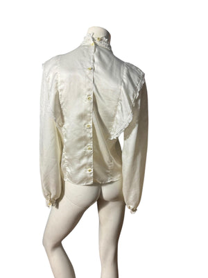 Vintage 80's prairie lace blouse M
