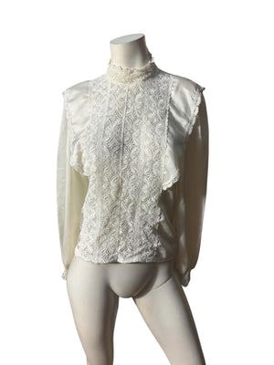 Vintage 80's prairie lace blouse M
