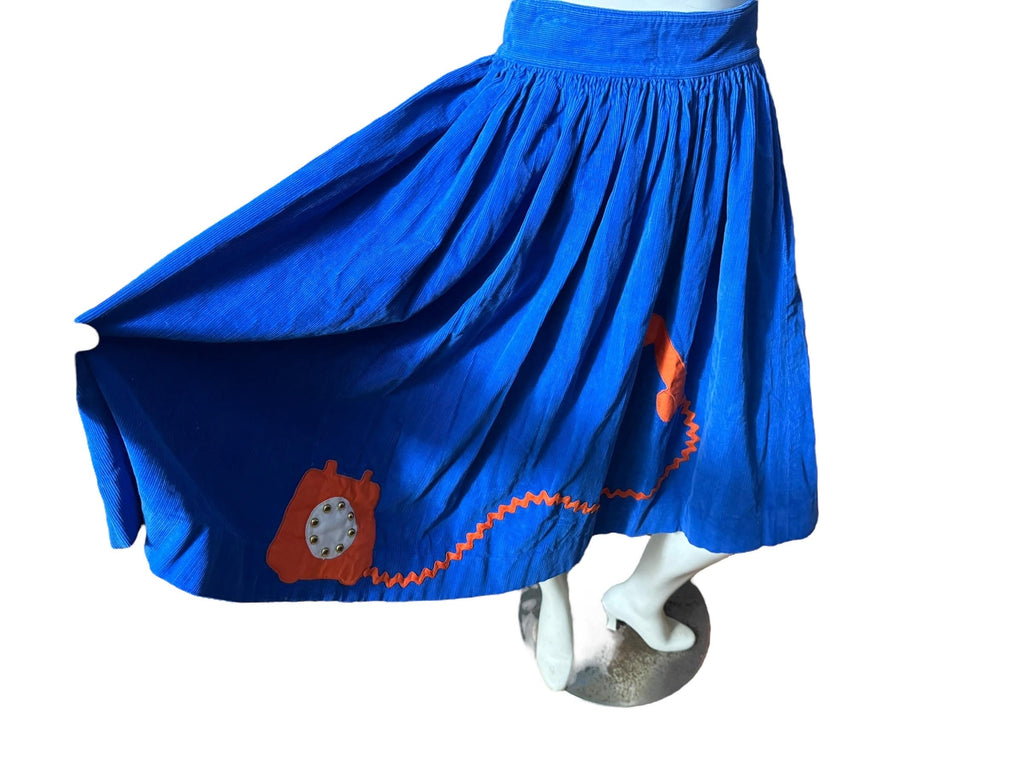 Vintage full circle skirt applique telephone S