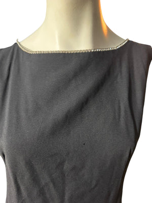 Vintage 60's black rhinestone fitted dress M L