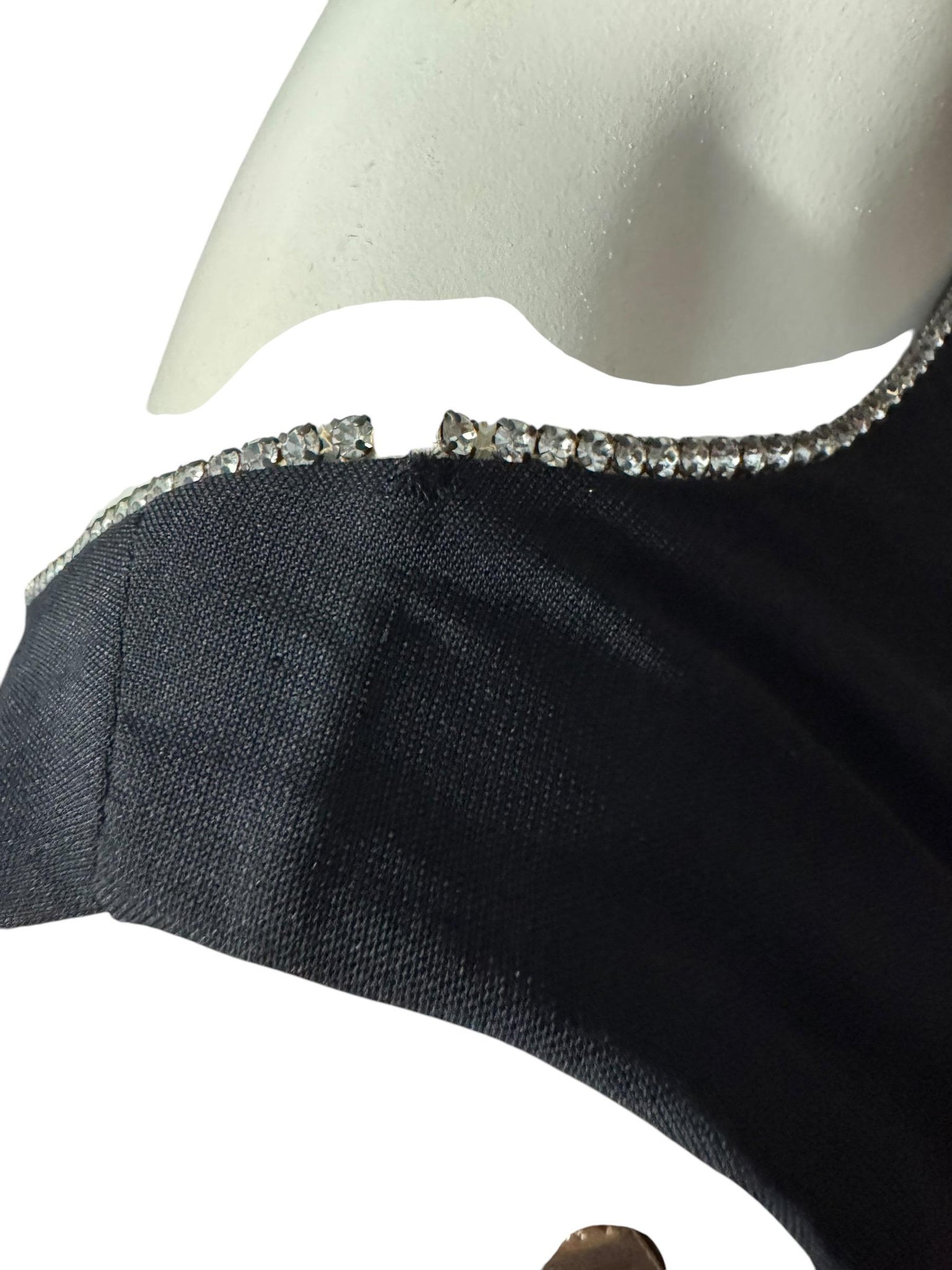Vintage 60's black rhinestone fitted dress M L